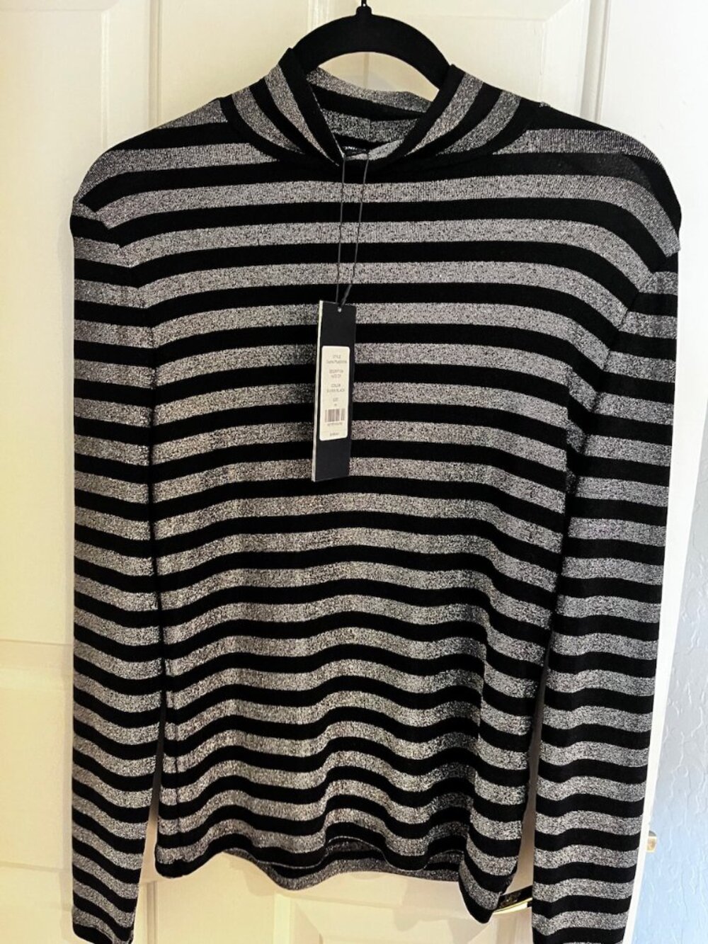 Veronica Beard Nate Top, Med., NWT, Silver & Black - Picture 2 of 3
